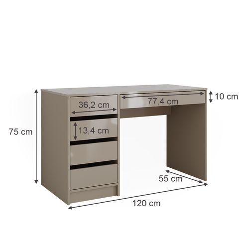 Coiffeuse Sherry 47287 Gris Brillant 120cm Sans Miroir