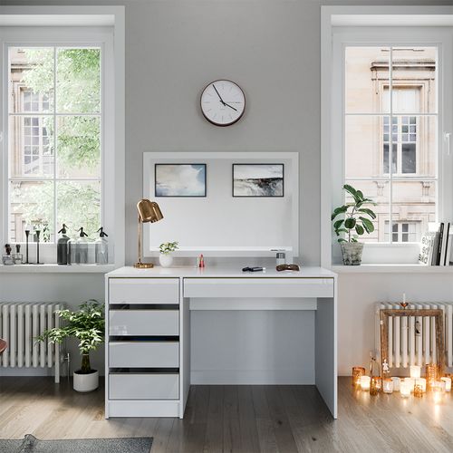 Coiffeuse Sherry 47288 Blanc/or 120cm Sans Miroir