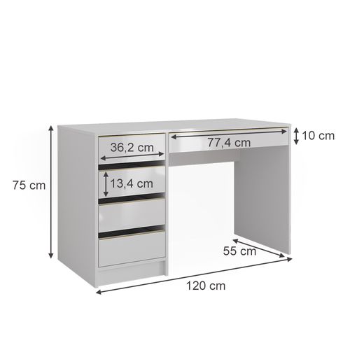 Coiffeuse Sherry 47288 Blanc/or 120cm Sans Miroir