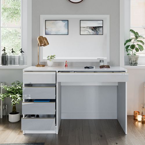 Coiffeuse Sherry 47288 Blanc/or 120cm Sans Miroir