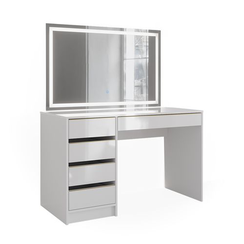 Coiffeuse Sherry 47707 Blanc/or 120cm Avec Miroir LED