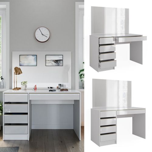 Coiffeuse Sherry, Blanc/or, 120cm Avec Miroir