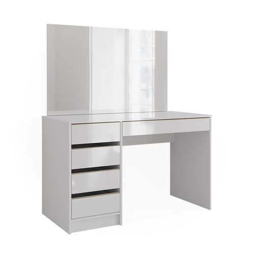 Coiffeuse Sherry, Blanc/or, 120cm Avec Miroir