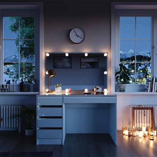 Coiffeuse Sherry 47712 Blanc/or 120cm Avec Éclairage LED
