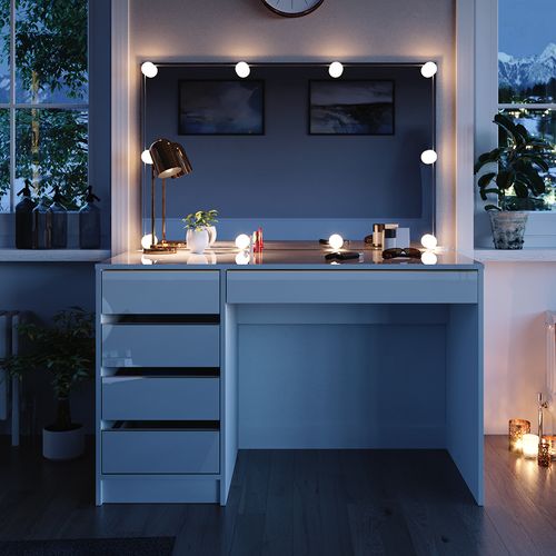 Coiffeuse Sherry 47712 Blanc/or 120cm Avec Éclairage LED