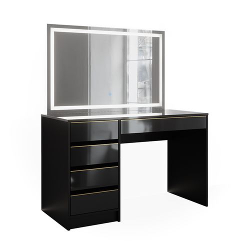 Coiffeuse Sherry 47713 Noir/or 120cm Avec Miroir LED