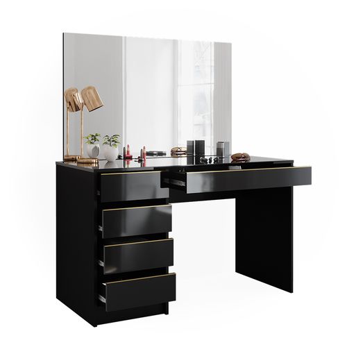 Coiffeuse Sherry 47715 Noir/or 120cm Avec Miroir