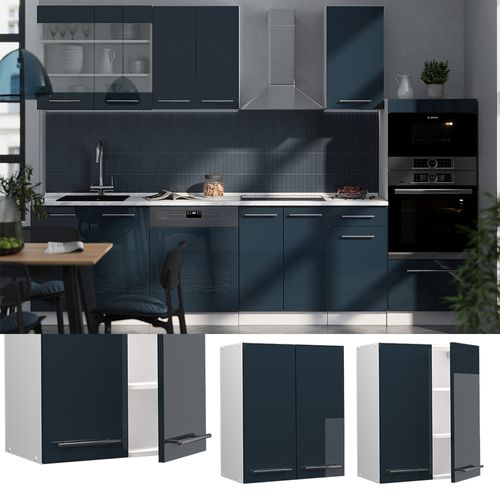 Elément Haut De Cuisine Fame-line 49566 Bleu Foncé Brillant 60cm