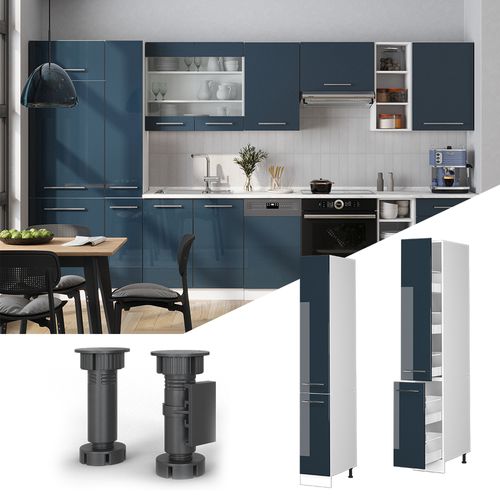 Meuble Haute De Cuisine Fame-line 49579 Bleu Foncé Brillant 30cm