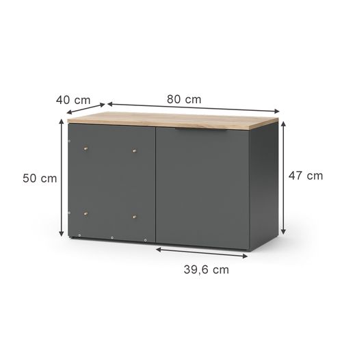 Buffet Wido 47678 Anthracite 80x50cm Commode Dangle Avec Porte