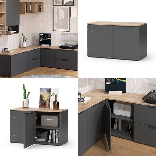 Buffet Wido 47678 Anthracite 80x50cm Commode Dangle Avec Porte