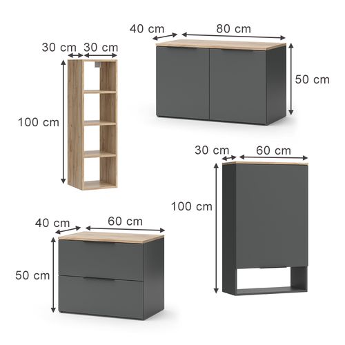 Mur De Salon Wido 49800 Anthracite 5 Pièces