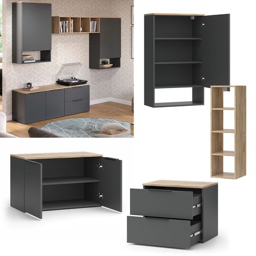 Mur De Salon Wido 49800 Anthracite 5 Pièces