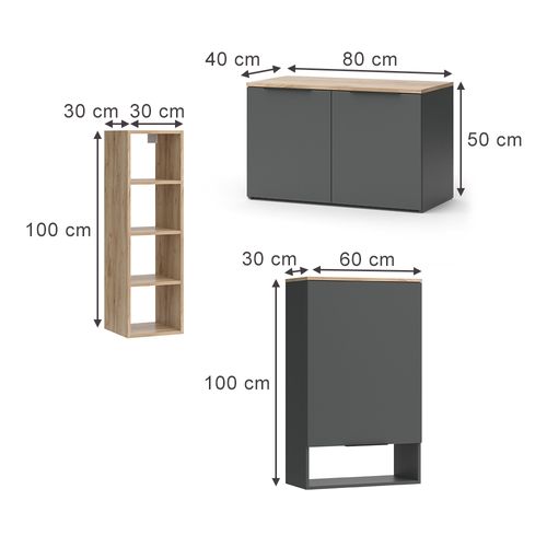 Mur De Salon Wido 49801 Anthracite 5 Pièces