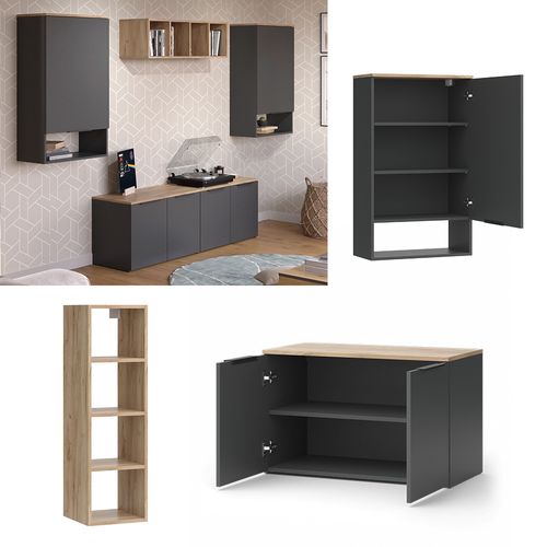 Mur De Salon Wido 49801 Anthracite 5 Pièces