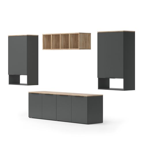 Mur De Salon Wido 49801 Anthracite 5 Pièces