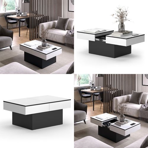 Table Basse Boto 47642 Noir 95x58cm Extensible