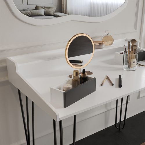 Coiffeuse Sannar 49420 Blanc 110cm Avec Tiroirs