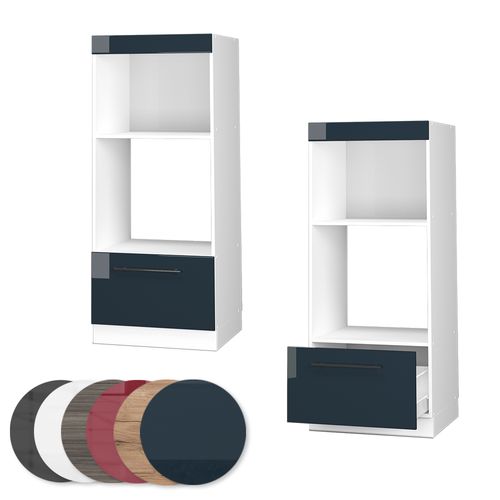 Armoire Micro-ondes Fame-line 49641 Bleu Foncé Brillant 60cm Ouvert