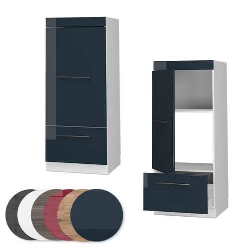 Armoire Micro-ondes Fame-line 49642 Bleu Foncé Brillant 60cm