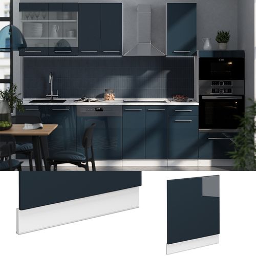 Façade Fame-line 49683 Bleu Foncé Brillant 60cm , Pt Chêne