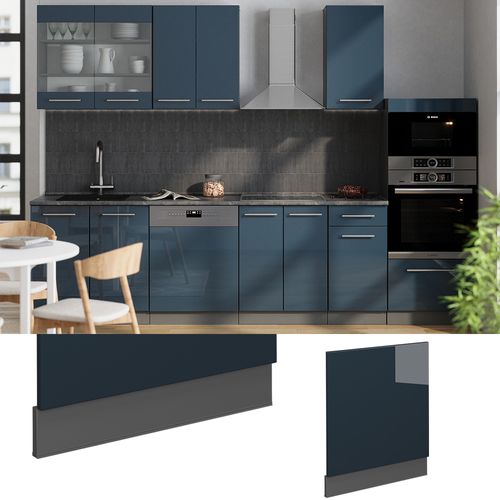 Façade Fame-line 49689 Bleu Foncé Brillant 60cm , Pt Chêne