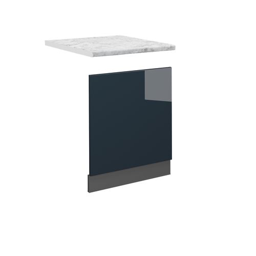 Façade Fame-line 49690 Bleu Foncé Brillant 60cm , Pt Marbre