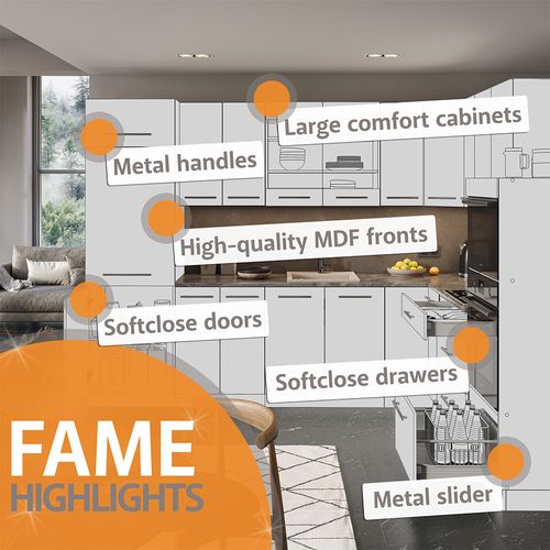 Façade Fame-line 49690 Bleu Foncé Brillant 60cm , Pt Marbre