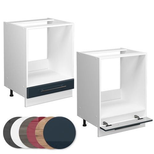 Meuble Pour Four Fame-line 49708 Bleu Foncé Brillant 60cm , Pt Chêne