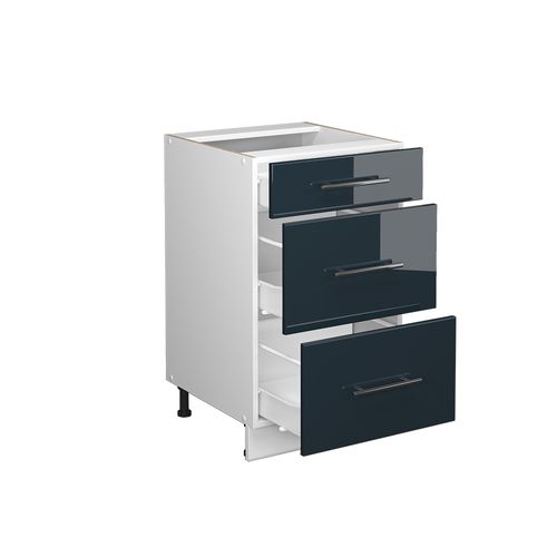 Meuble Cuisine Fame-line 49713 Bleu Foncé Brillant 50cm , Ap Marbre