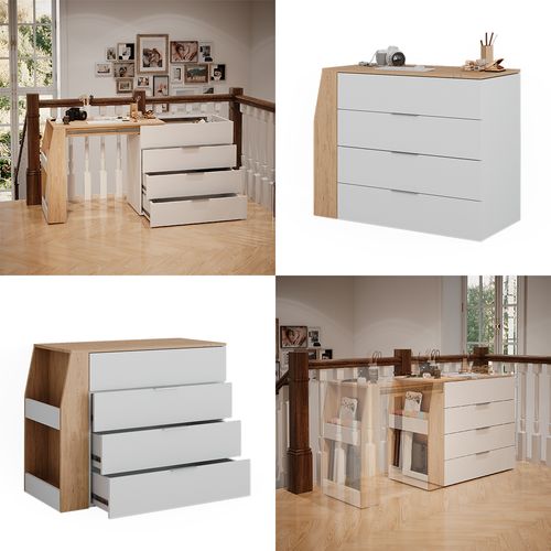 Table De Bricolage Iva, Blanc, 95.5x80cm Dépliable, 4 Tiroirs