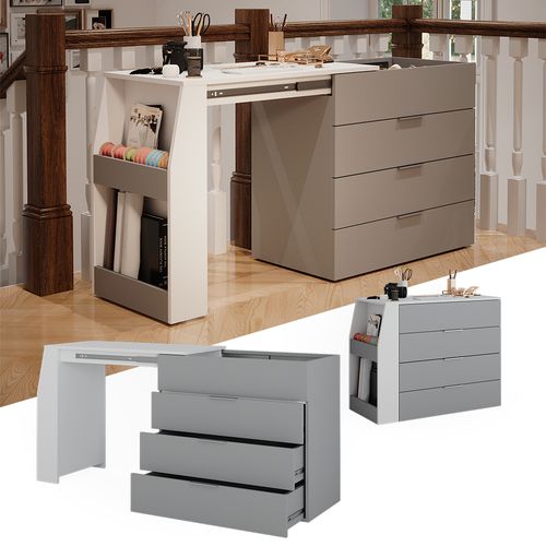 Table De Bricolage Iva 47676 Gris 95.5x80cm Dépliable, 4 Tiroirs