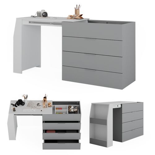 Table De Bricolage Iva 47676 Gris 95.5x80cm Dépliable, 4 Tiroirs