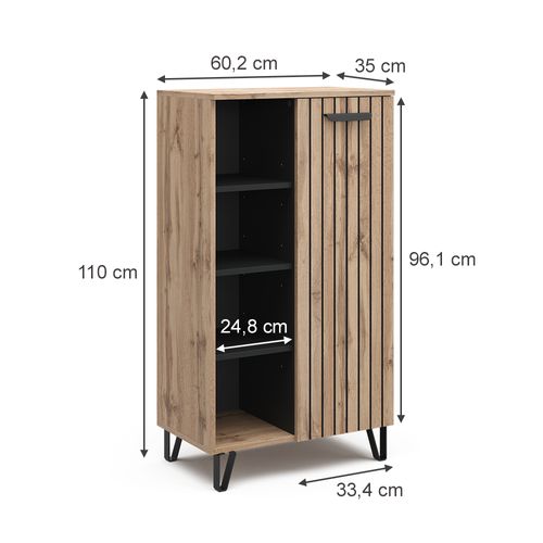 Commode Amber 47682 Marron 35x110cm Avec 1 Porte