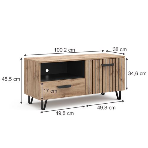 Meuble TV Amber 47683 Marron 100.2x48.5cm Avec Tiroir Et Porte
