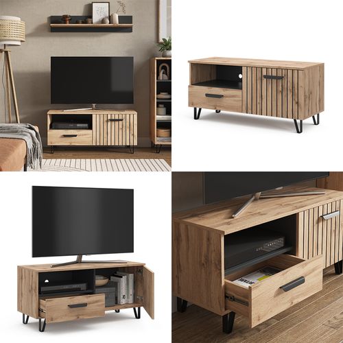 Meuble TV Amber 47683 Marron 100.2x48.5cm Avec Tiroir Et Porte