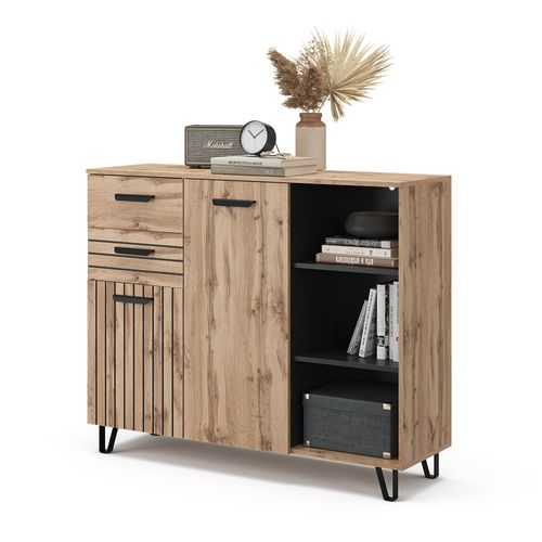 Commode Avec Tiroirs Amber 47686 Marron 38x100cm Avec 2 Tiroirs Et 2 Portes