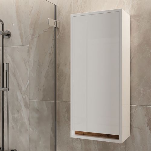 Demi Colonne Detmold, Blanc Brillant/chêne Doré, 81.6x35cm Avec Porte