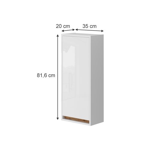 Demi Colonne Detmold, Blanc Brillant/chêne Doré, 81.6x35cm Avec Porte