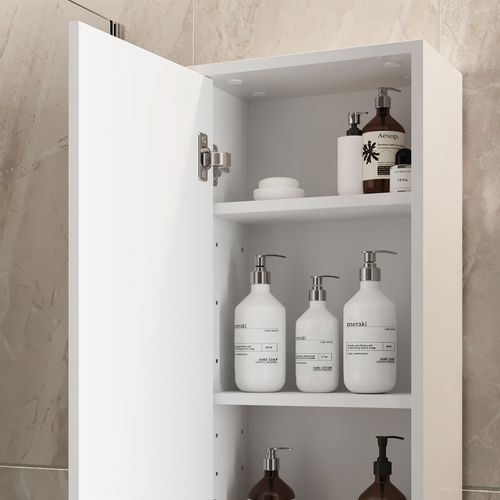 Demi Colonne Detmold, Blanc Brillant/chêne Doré, 81.6x35cm Avec Porte