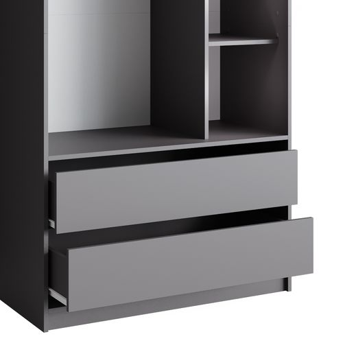 Armoire Pour Enfants Elmo, Anthracite, 100x200cm Avec 2 Tiroirs