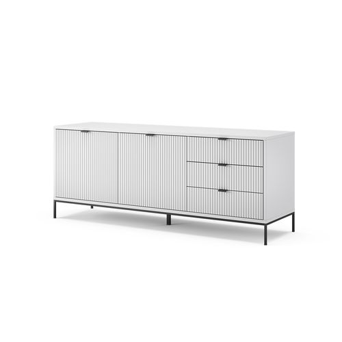 Lowboard Eliza 49465 Blanc 150x60cm Avec 3 Tiroirs, 2 Portes