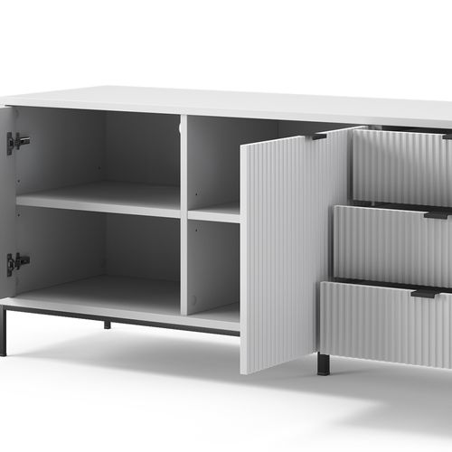 Lowboard Eliza 49465 Blanc 150x60cm Avec 3 Tiroirs, 2 Portes