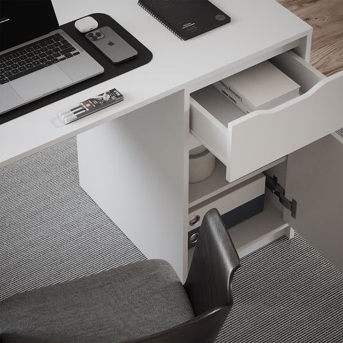 Bureau Ruben 49262 Blanc 120x55cm Avec Tiroir