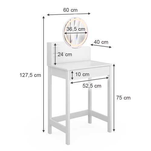 Coiffeuse Surrey 47664 Blanc 60cm Avec Miroir LED