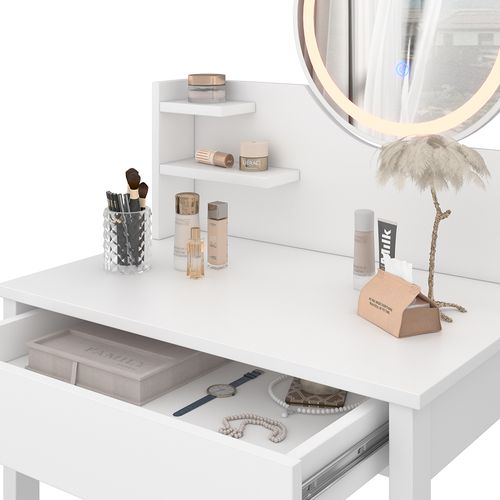 Coiffeuse Surrey 47664 Blanc 60cm Avec Miroir LED