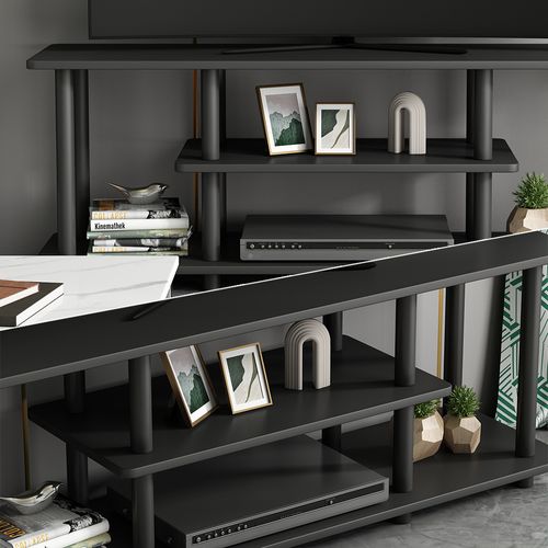 Lowboard Cesaro 49333 Noir 110x41.5cm Avec Étagères Ouvertes