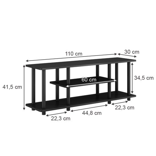 Lowboard Cesaro 49333 Noir 110x41.5cm Avec Étagères Ouvertes