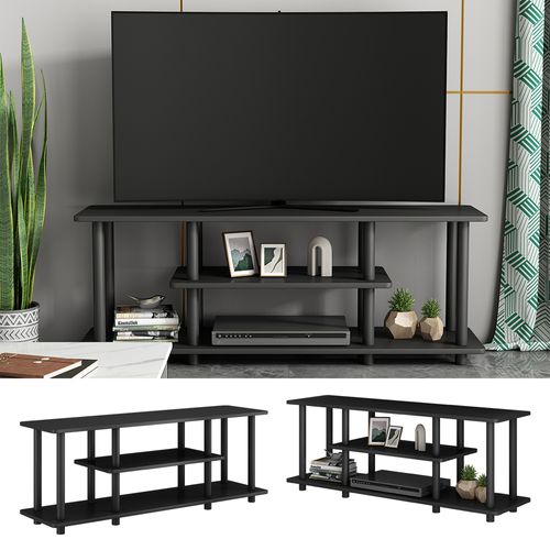 Lowboard Cesaro 49333 Noir 110x41.5cm Avec Étagères Ouvertes