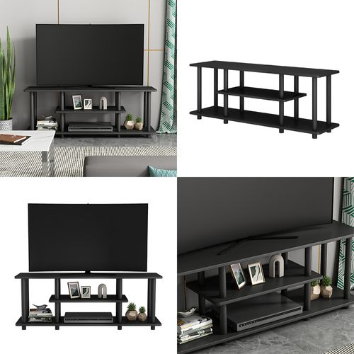 Lowboard Cesaro 49333 Noir 110x41.5cm Avec Étagères Ouvertes